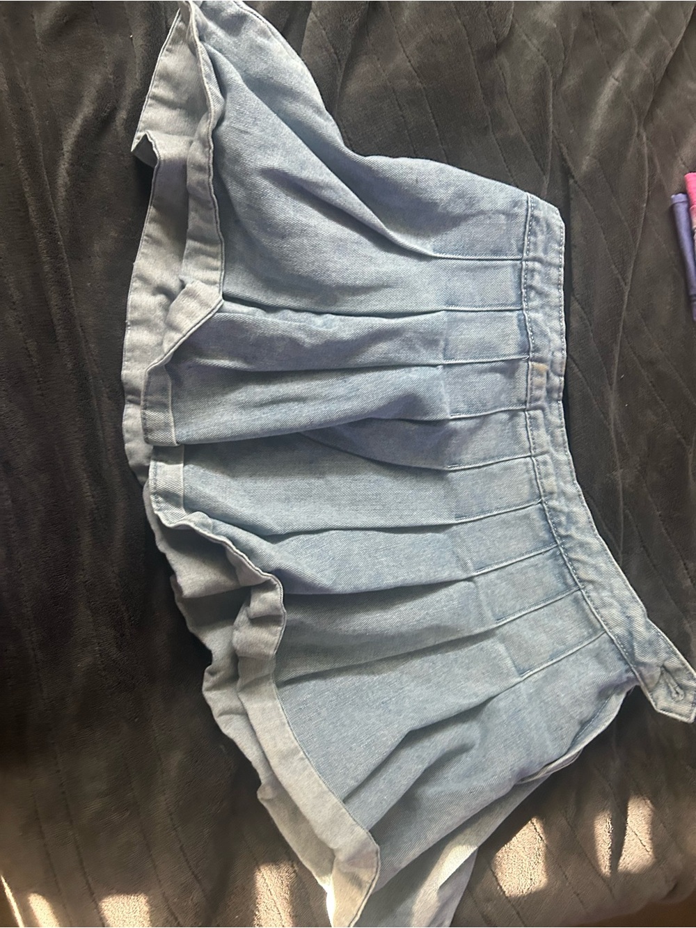 Forever 21 Light Blue Pleated Denim Skirt